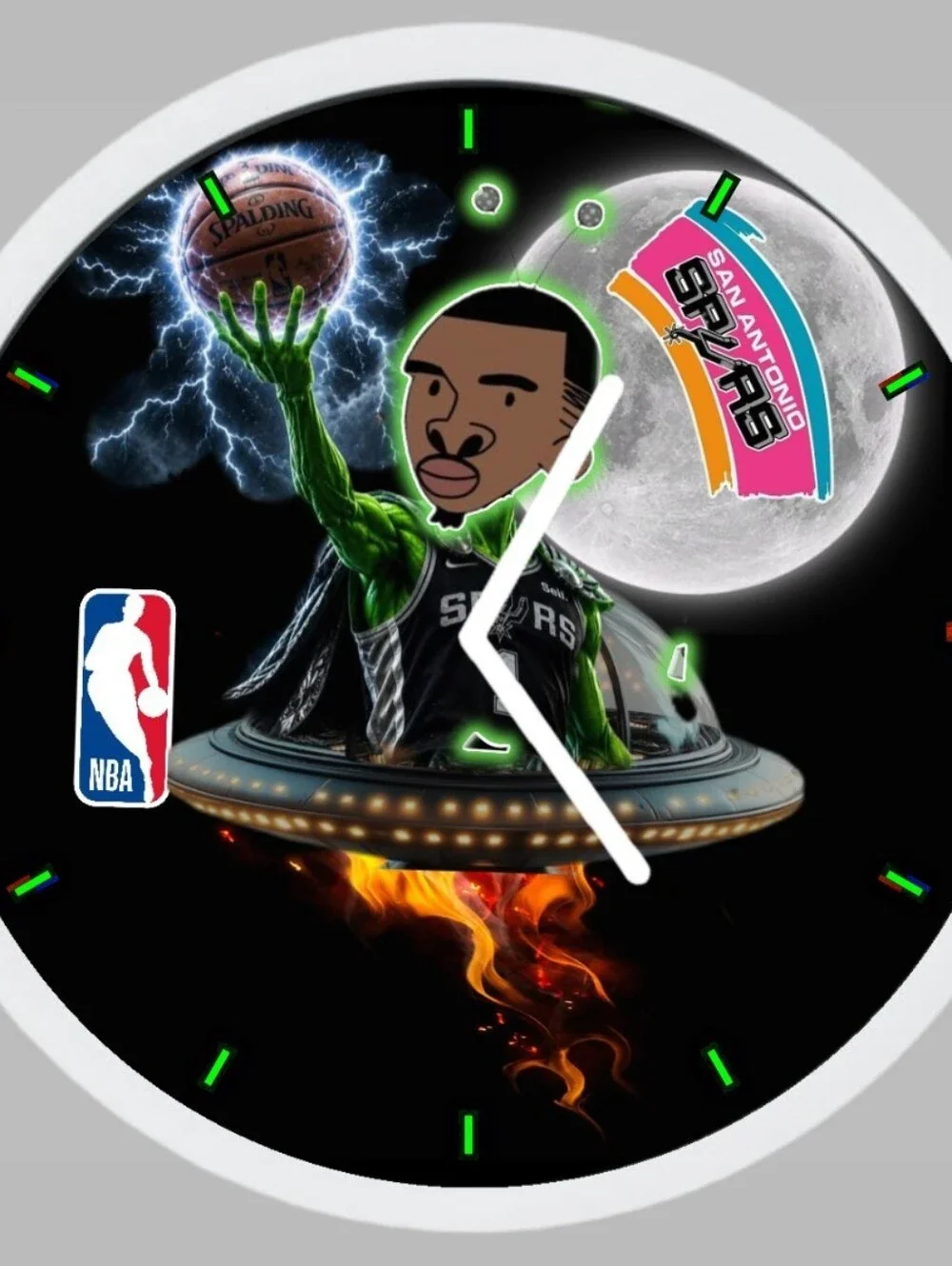 San Antonio Spurs Black & Green LED Wall Clock by